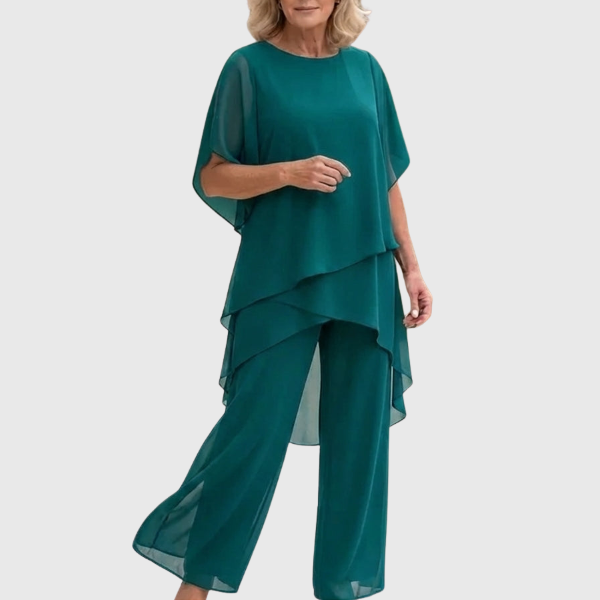 Fosira - Women's Elegant Draped Flowy Palazzo Pants Set