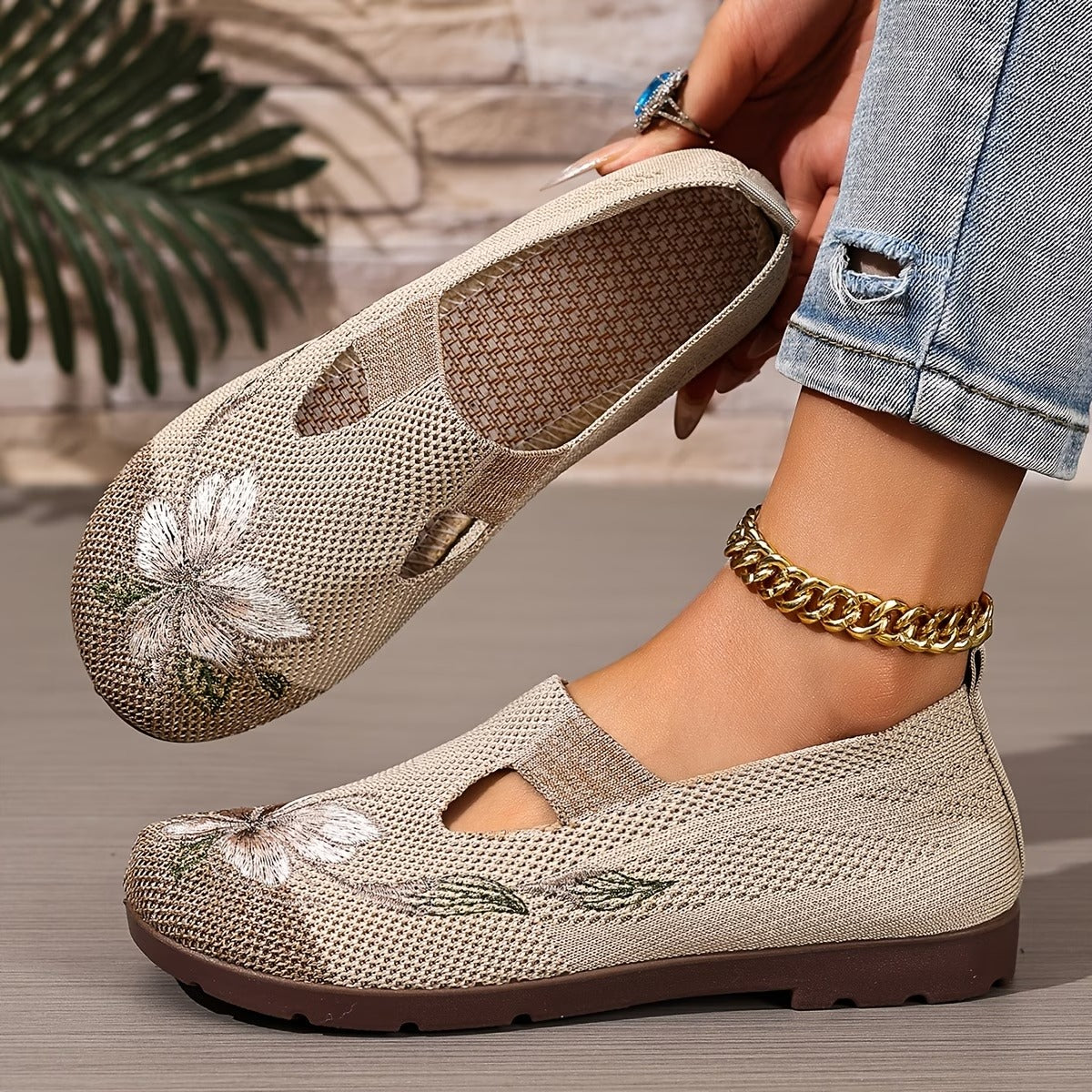 Arixa - Comfortable Breathable Shoes with Floral Embroidery