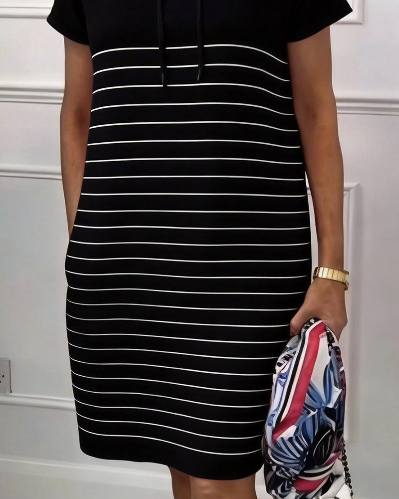 Gavellea - Women's Striped Hooded Dress, Comfortable Casual for Everyday Wear