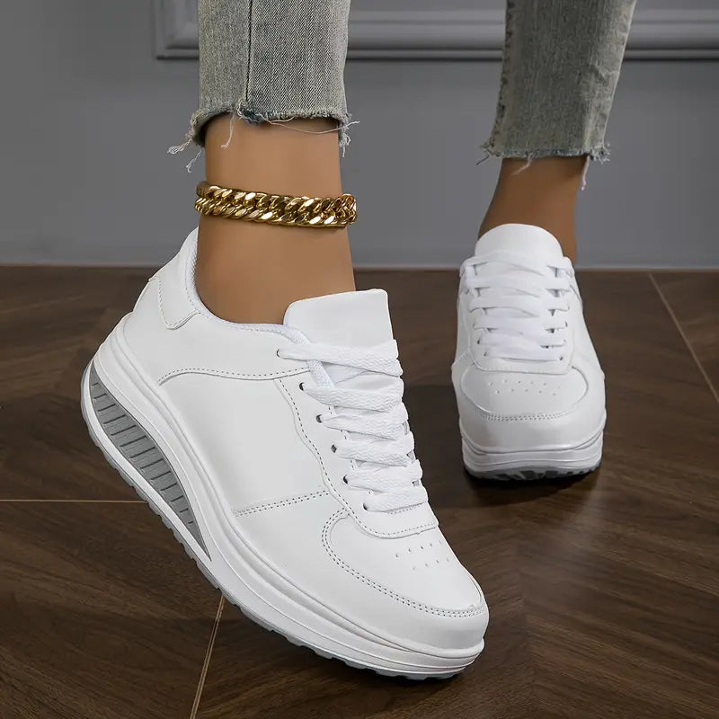 Brelina - Women's Platform Lace-Up Trainers, Synthetic Leather, Everyday Comfort