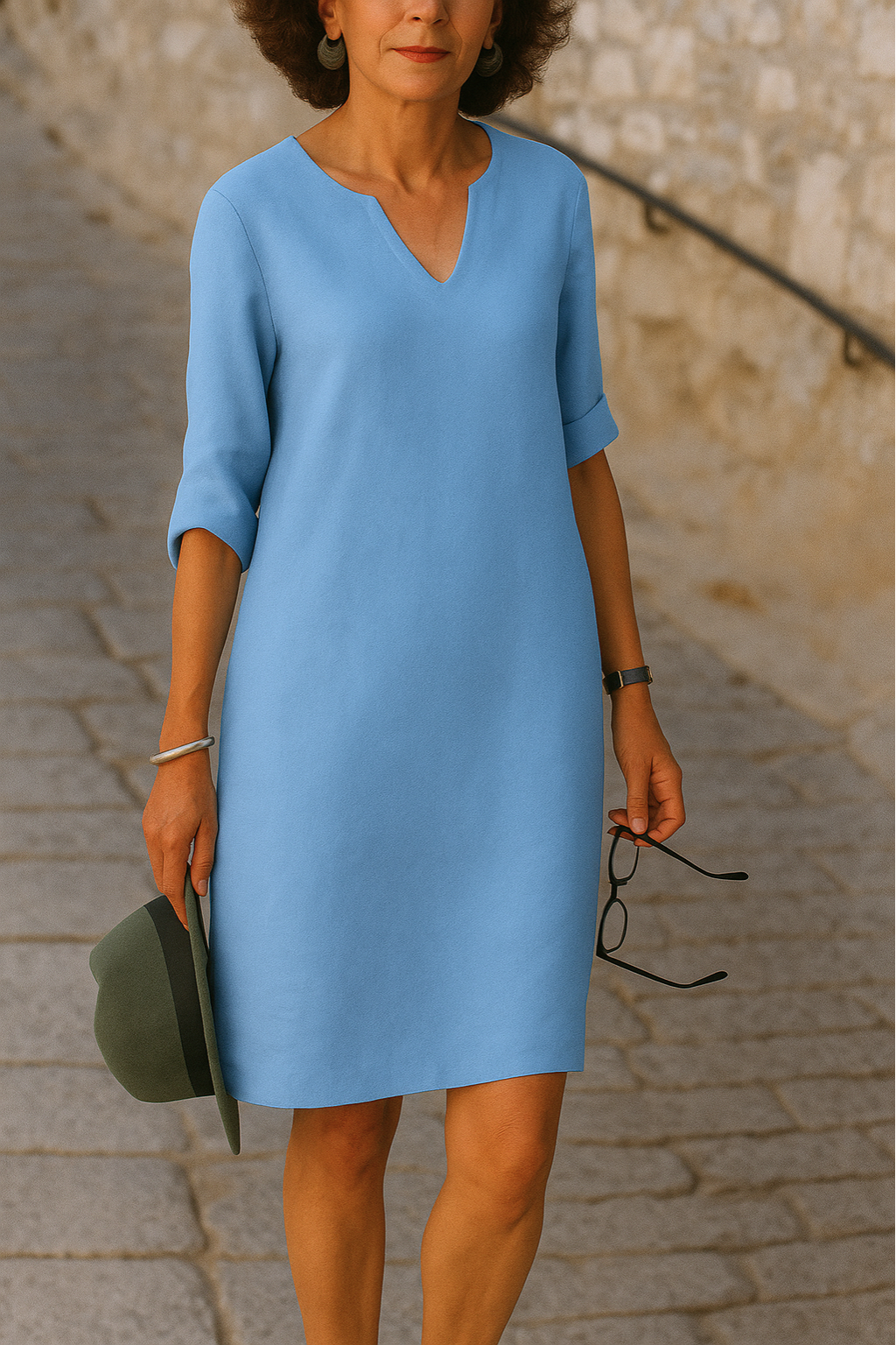 Lunéa - Elegant Dress with V-Neckline