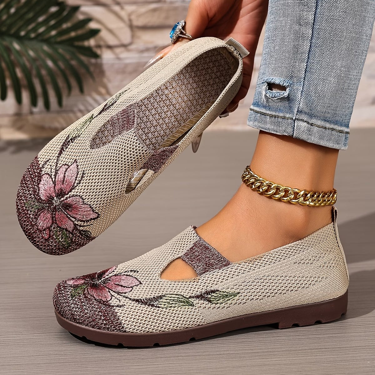 Arixa - Comfortable Breathable Shoes with Floral Embroidery