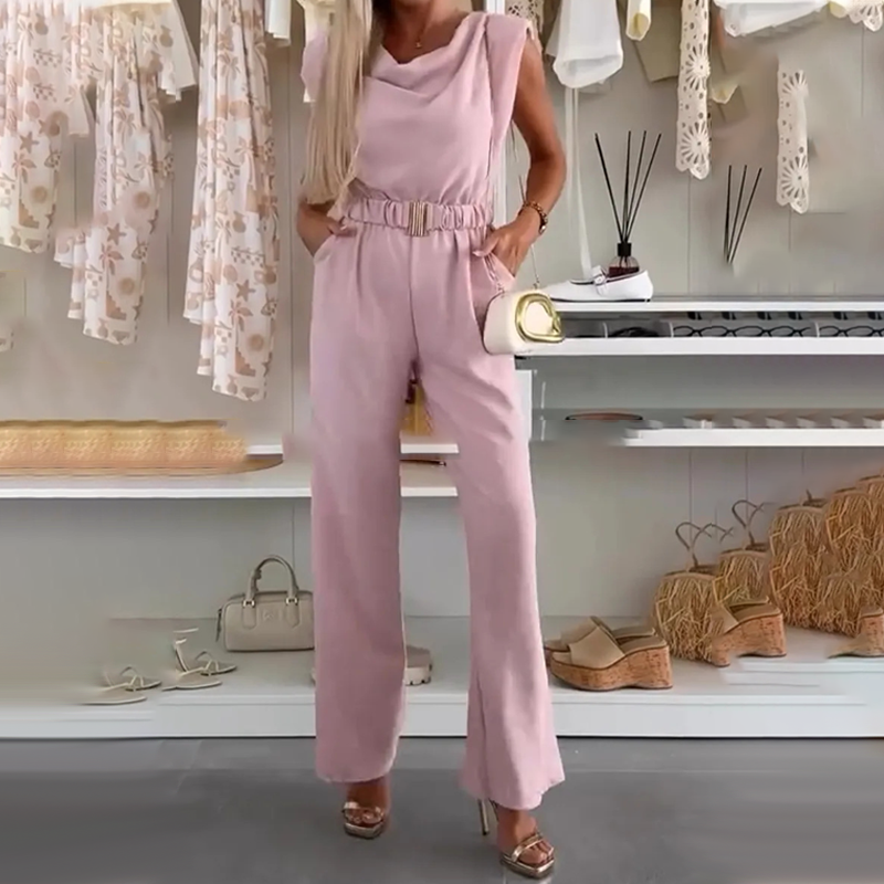 Loxellea - Women's Flowy Jumpsuit with Defined Waist, Elegant, Everyday Wear