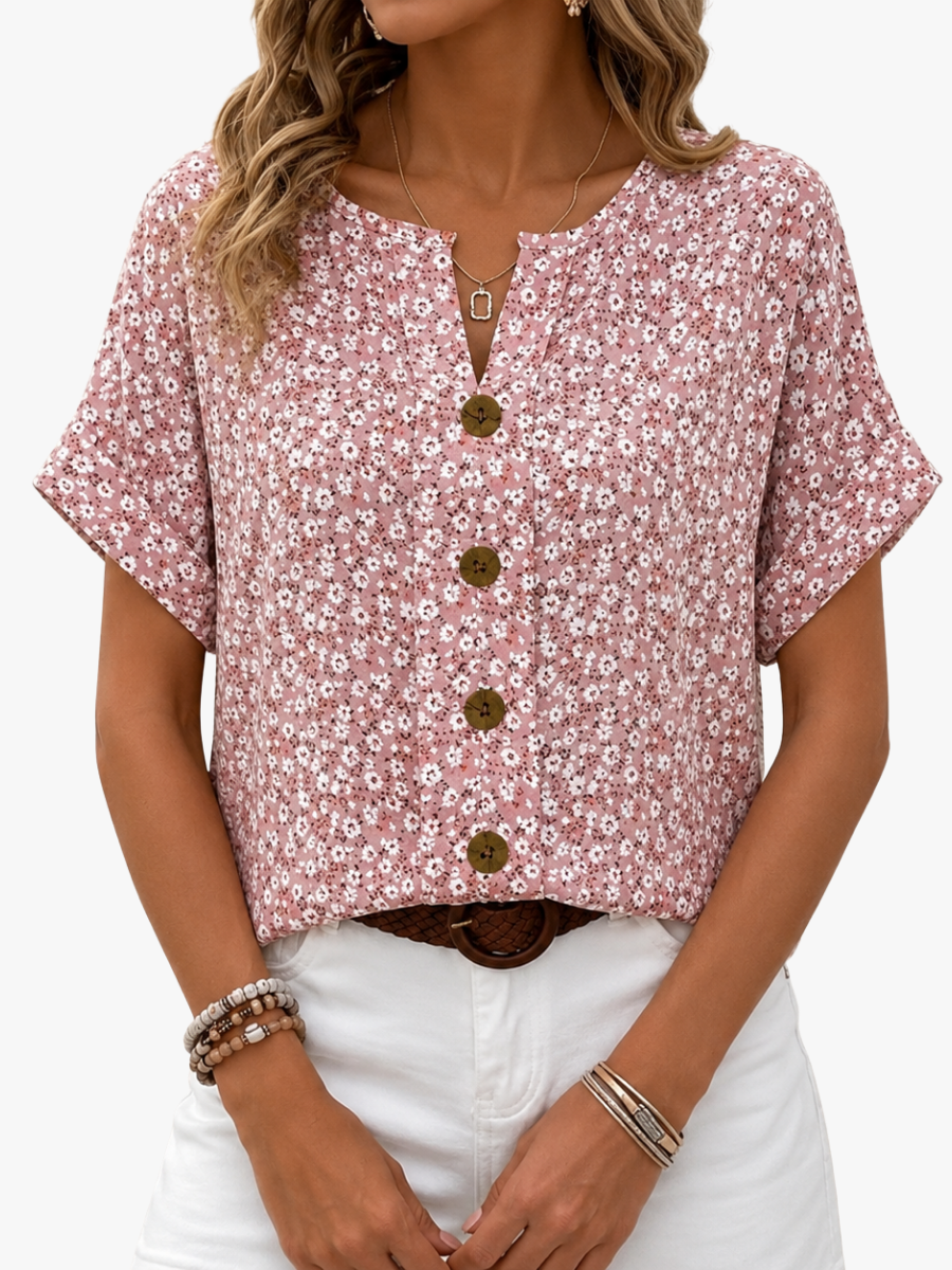 Imelda - Blouse femme florale avec boutons