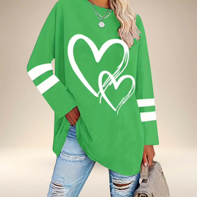 Faloria - Women's Oversized Sweatshirt with Heart Print