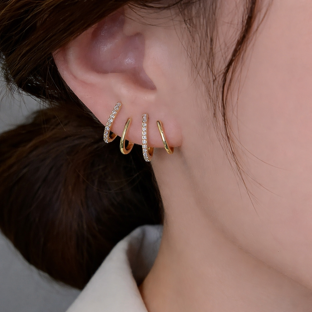 Evarune - Women's Spiral Design Zirconia Earrings Modern Elegance
