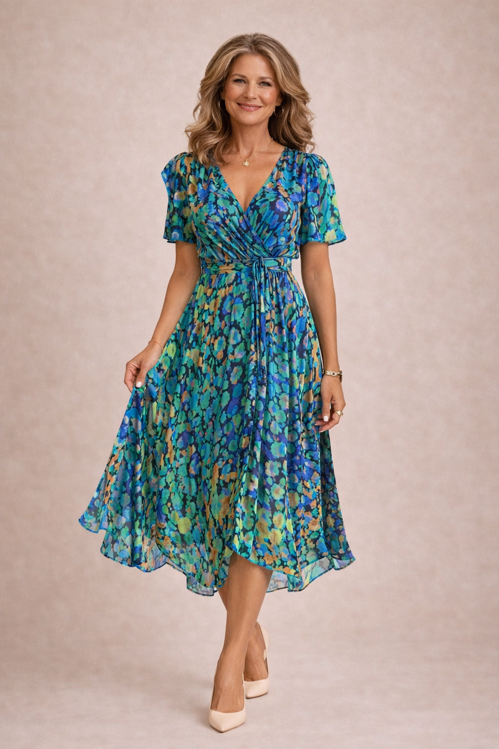 Kaedra - Elegant Floral Flowing Dress