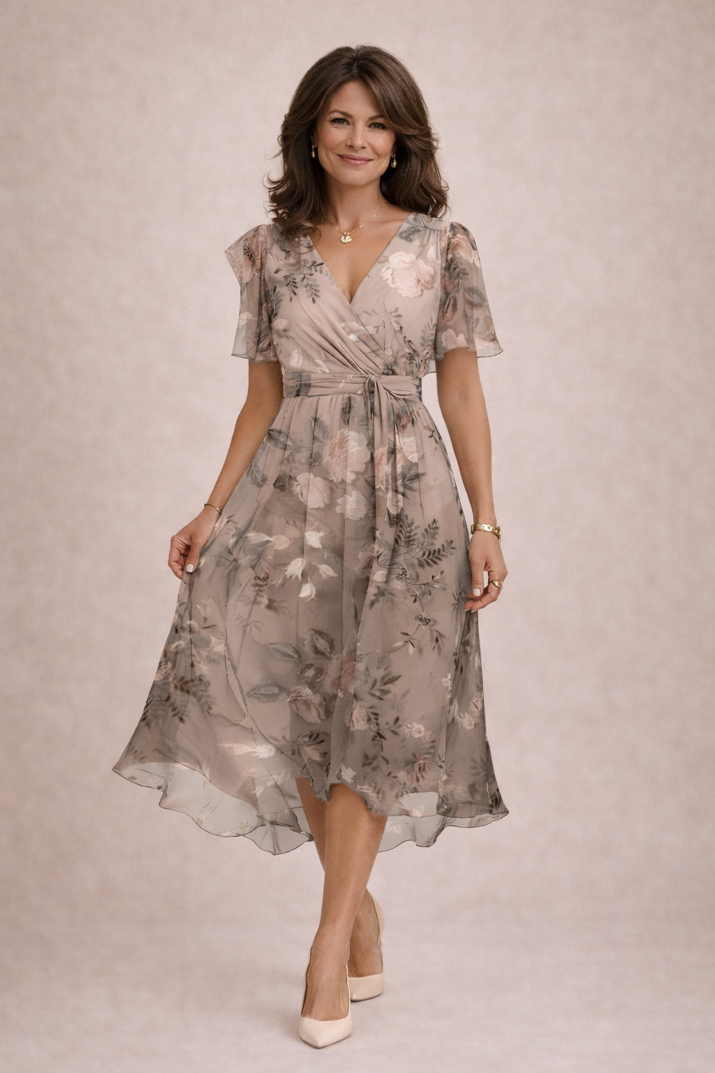 Kaedra - Elegant Floral Flowing Dress