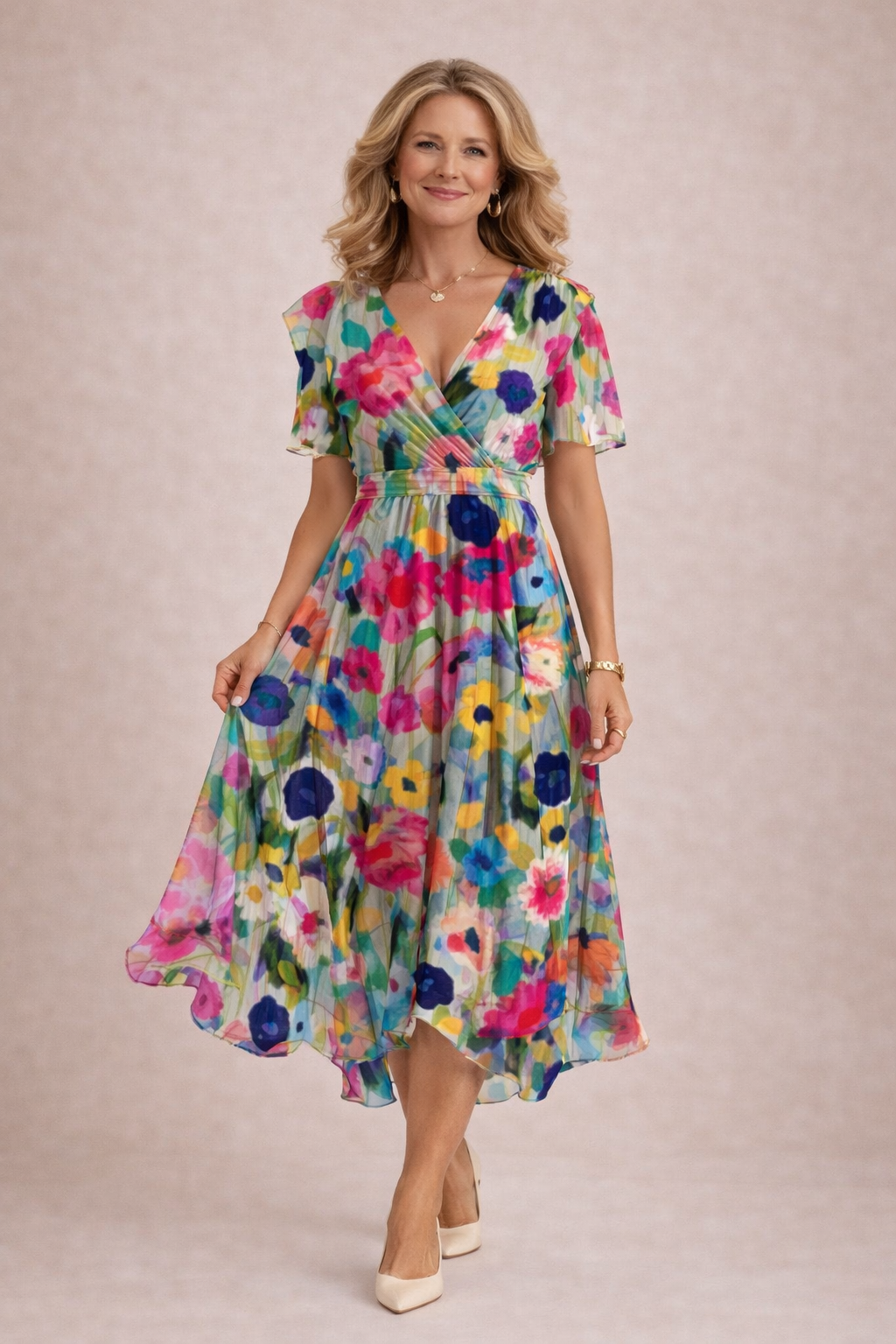 Kaedra - Elegant Floral Flowing Dress