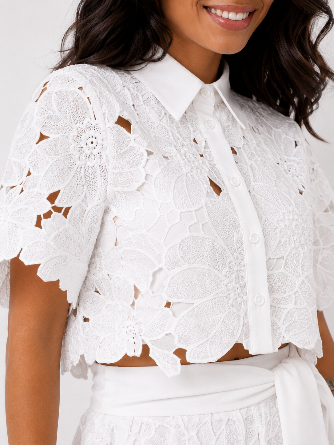 Pavryna - Elegant and Flowy Floral Lace Two-Piece Set for Women