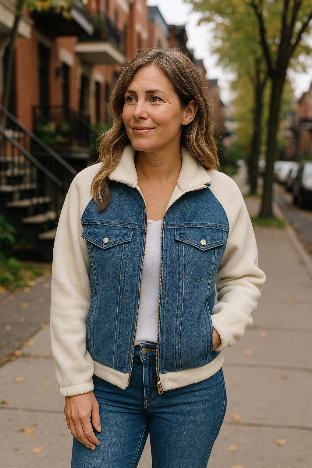 Lilia - Zippered Denim Jacket