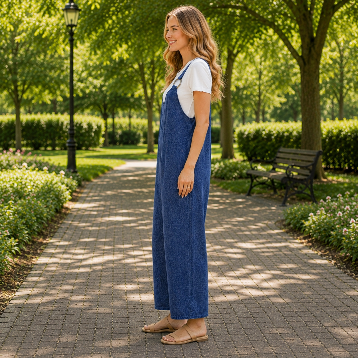 Rynoria - Women's Loose-Fitting Dungarees and Casual T-Shirt Set