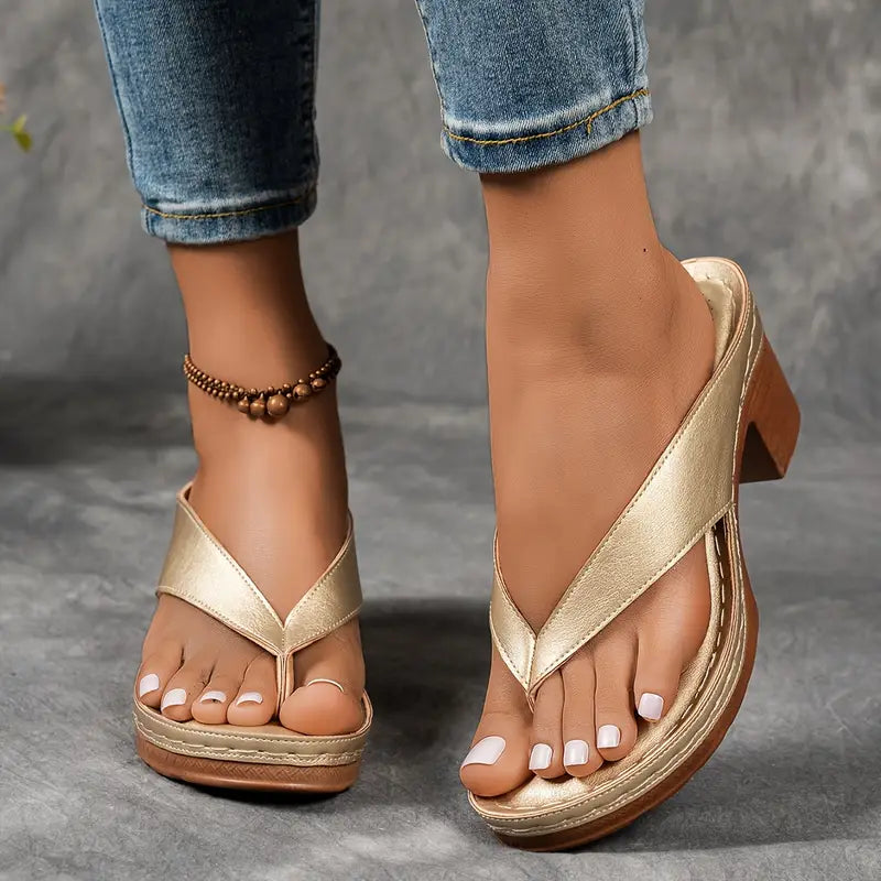 Fynavelle - Women's comfortable heel sandals with a stylish ergonomic sole
