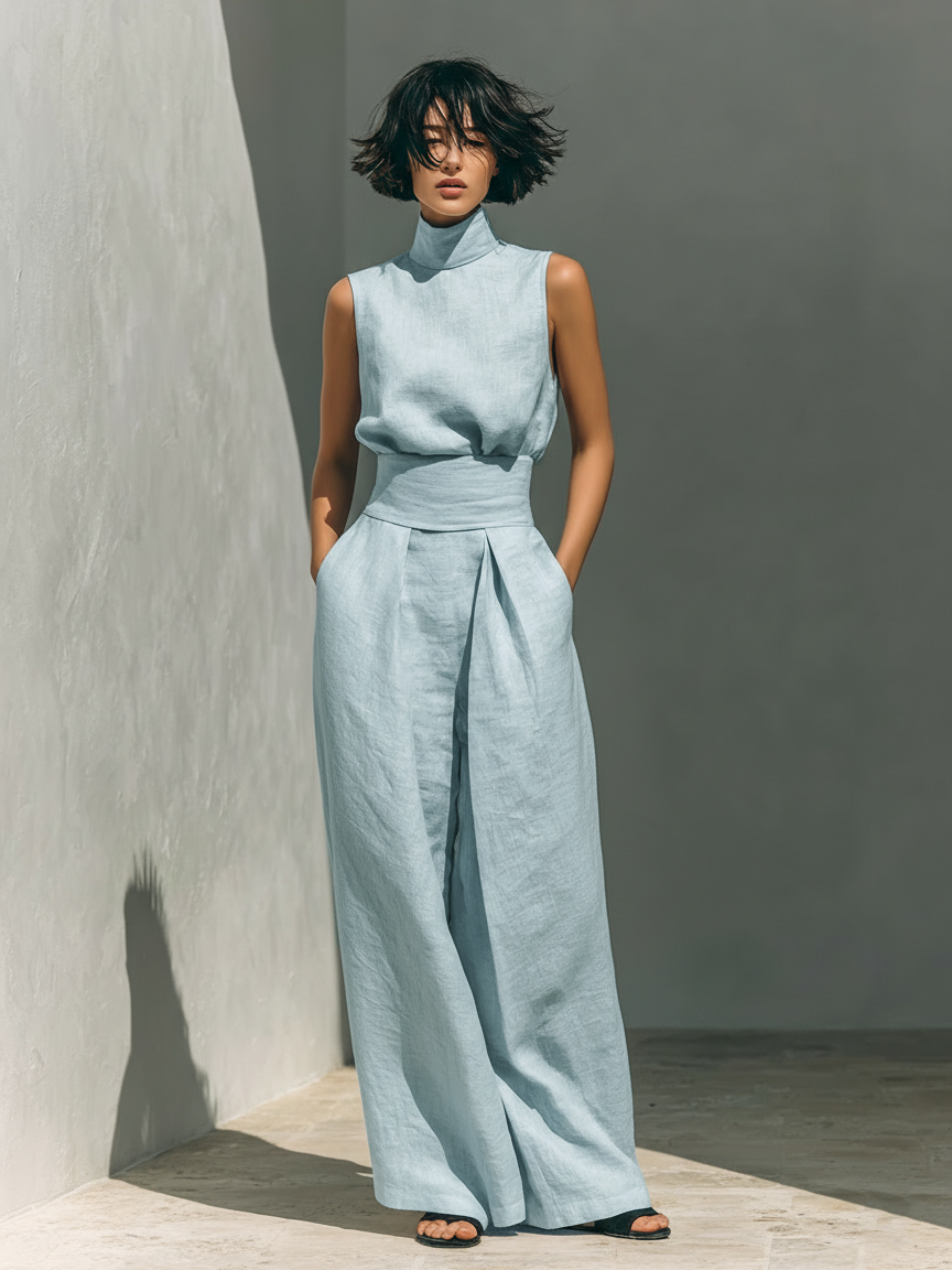 Fynelle - Elegant Sleeveless Top & Wide-Leg Pants Set for Women