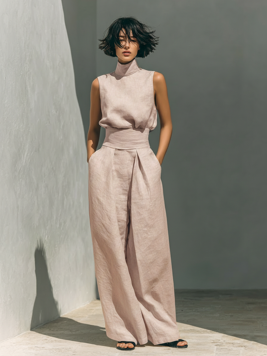 Fynelle - Elegant Sleeveless Top & Wide-Leg Pants Set for Women