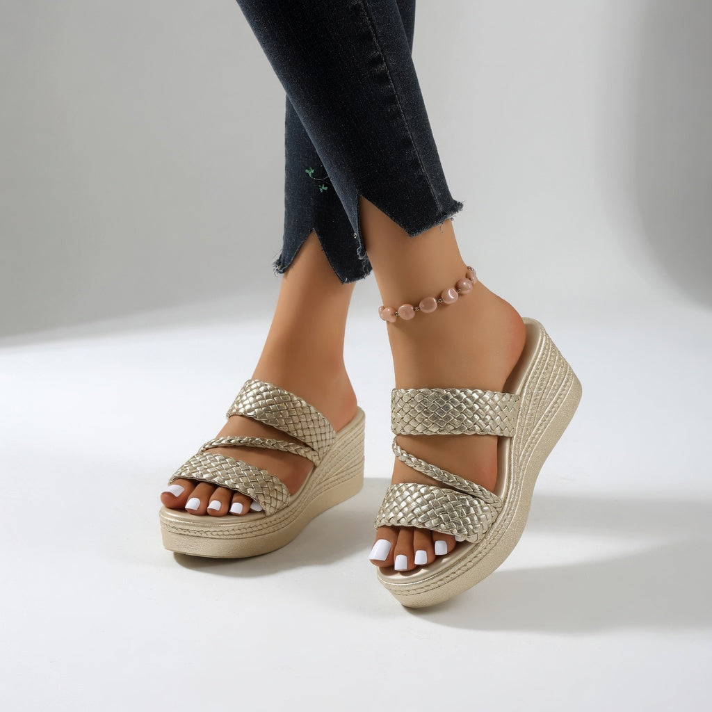Hysoria - Women's Braided Cross-Strap Wedge Sandals