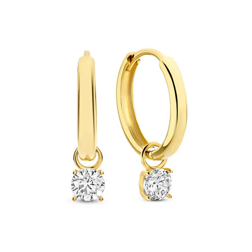 Moon Tears Hoop Earrings with Stones