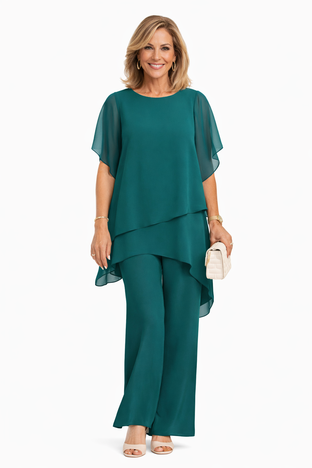 Avelonix - Elegant Two-Piece Flowy Wide-Leg Pant Set for Evening