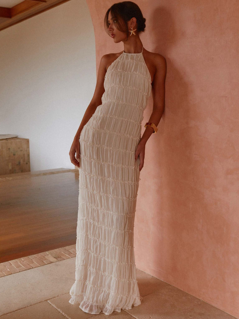 Olga - Long Halter Neck Dress