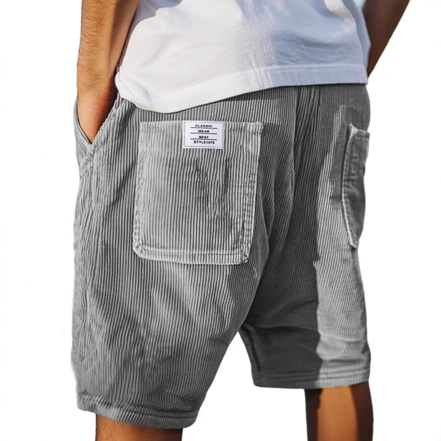 Gideon - Men's short corduroy elastic waist casual pockets