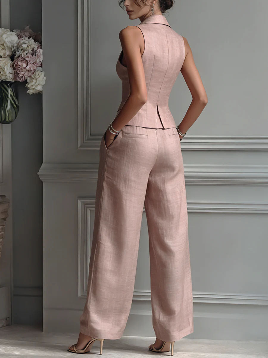 Coryntha - Two-piece V-neck button-down set for women