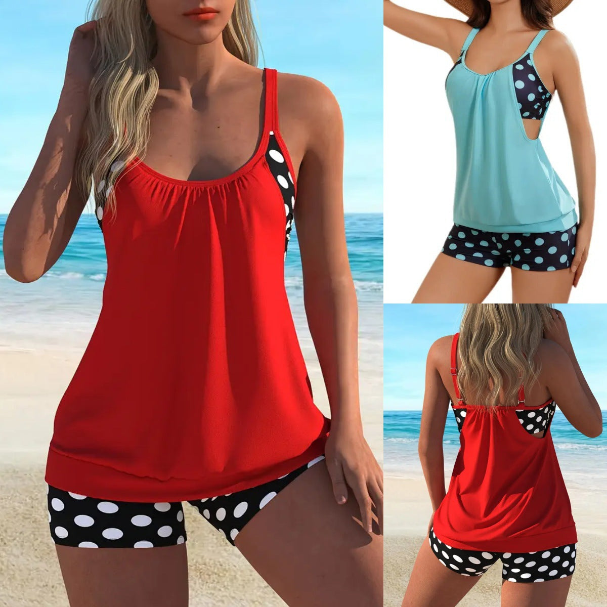 Hesoria - Women's Two-Piece High-Waisted Polka Dot Swimsuit for Summer Beach