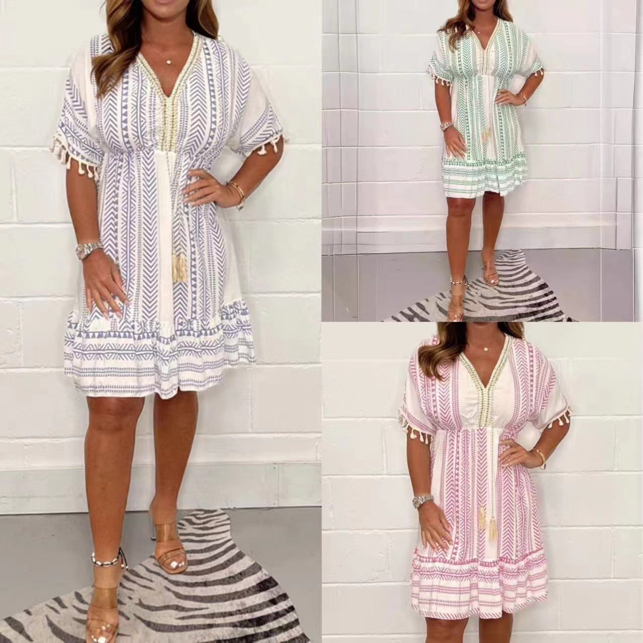 Gail - Vintage Bohemian Ethnic Print Dress