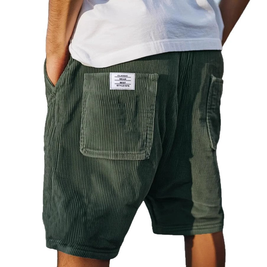 Gideon - Men's short corduroy elastic waist casual pockets