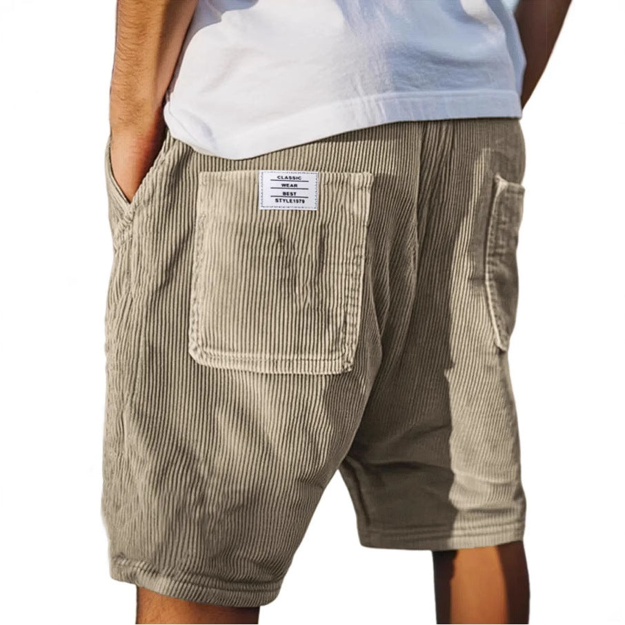 Gideon - Men's short corduroy elastic waist casual pockets