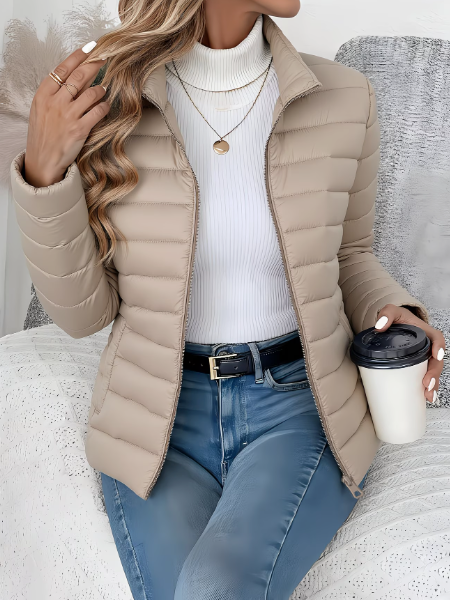 Noxira - Women's Lightweight Quilted Jacket Slim Fit Stand-Up Collar Spring