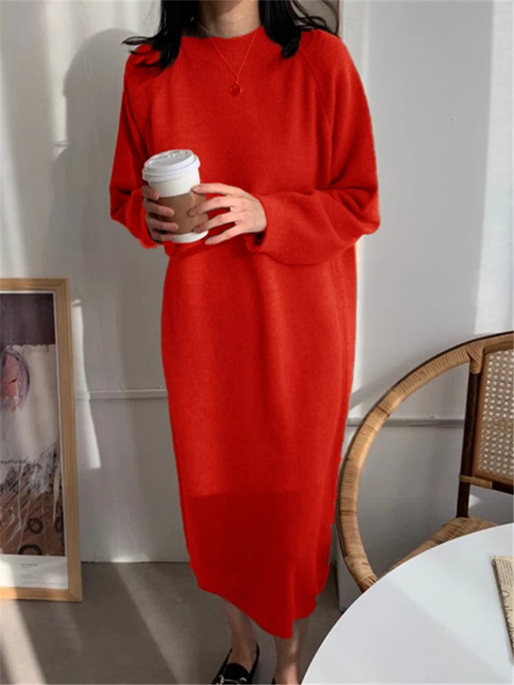 Calixte - Women's Casual Round Neck Knitted Long Dress