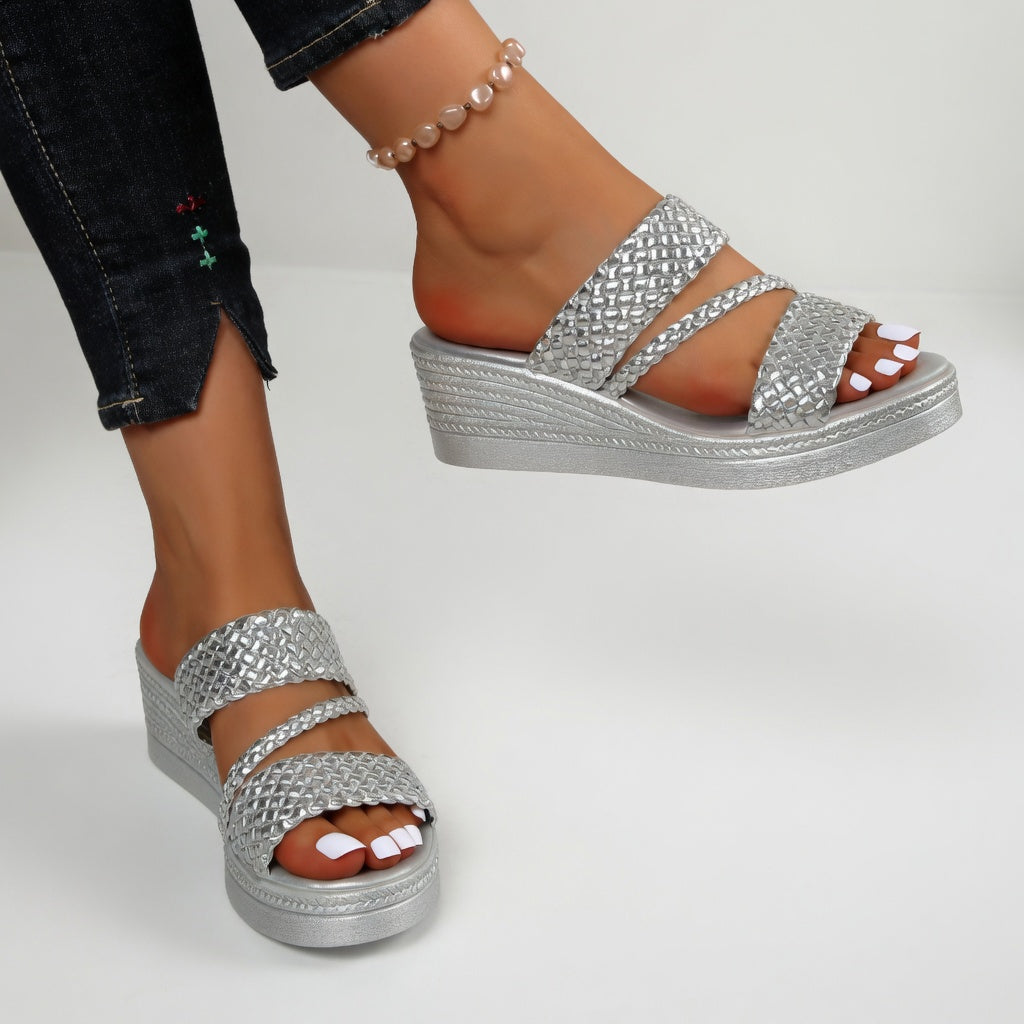 Hysoria - Women's Braided Cross-Strap Wedge Sandals