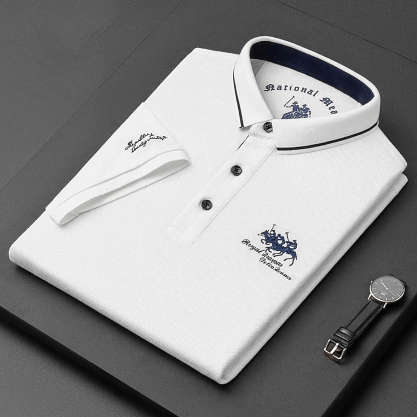Evren - Polo homme brodé en polyester respirant