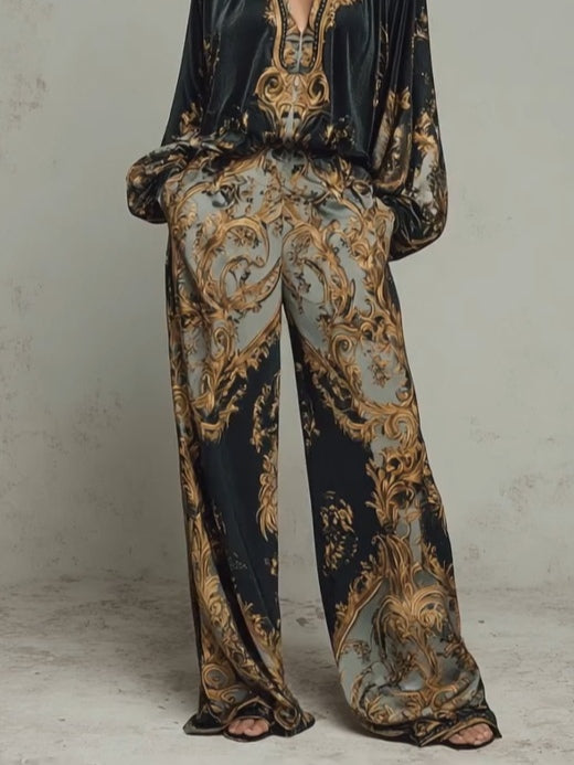 Azmira - Two-Piece Set with Ornamental Royal Print