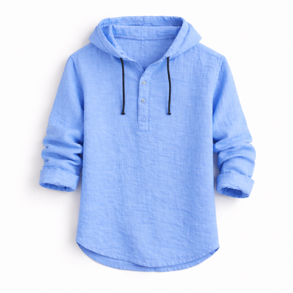 Casper - Women's Linen Button-Down Hooded Shirt Loose Fit Casual Style