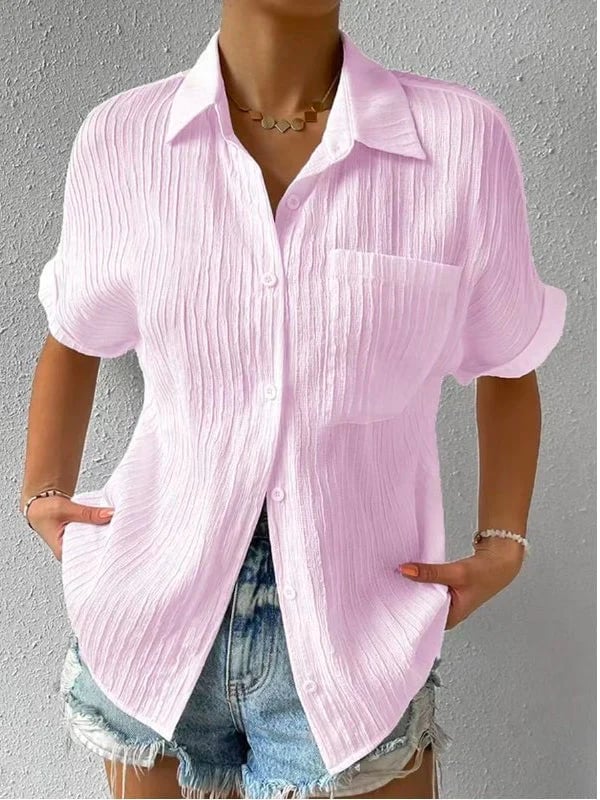 Plyora - Women's Loose Button-Down Classic Collar Casual Style Blouse
