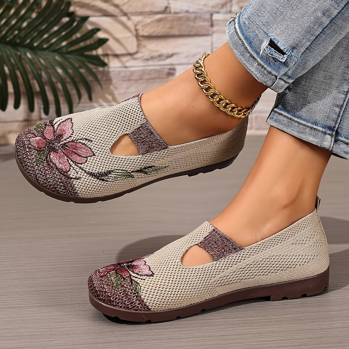 Arixa - Comfortable Breathable Shoes with Floral Embroidery