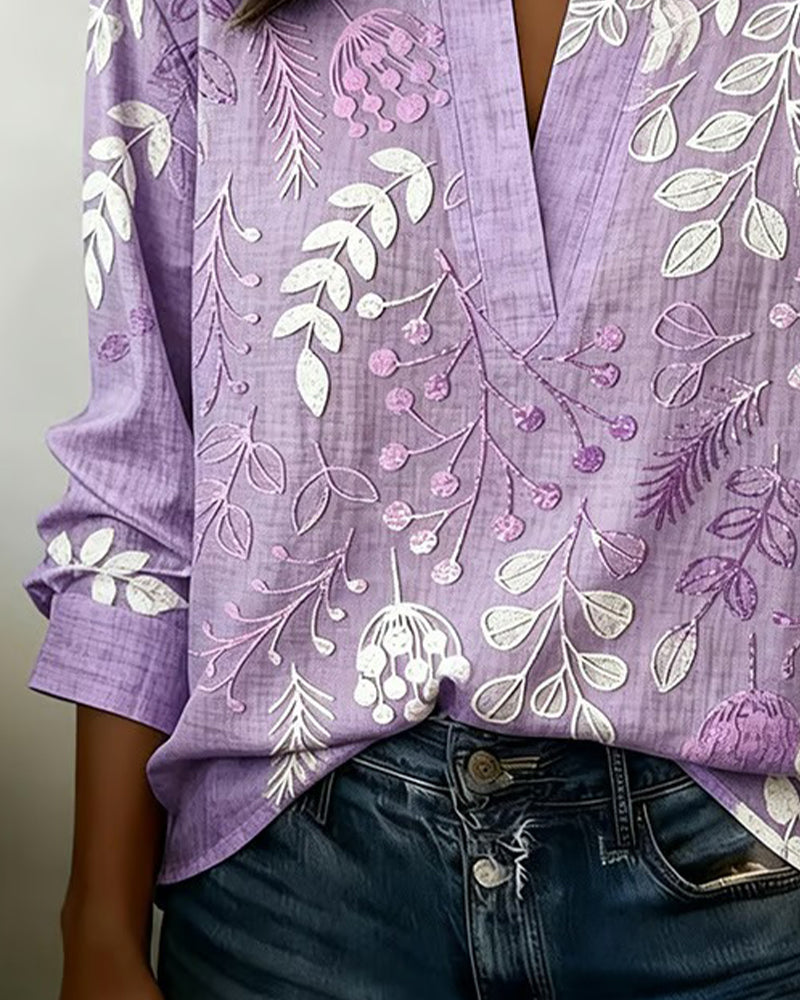 Pelyxa - Women's Floral Cotton Regular Fit Elegant Summer Blouse