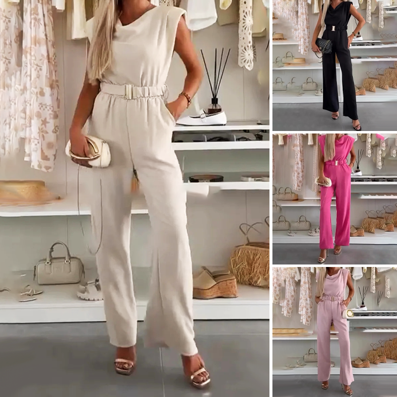 Loxellea - Women's Flowy Jumpsuit with Defined Waist, Elegant, Everyday Wear