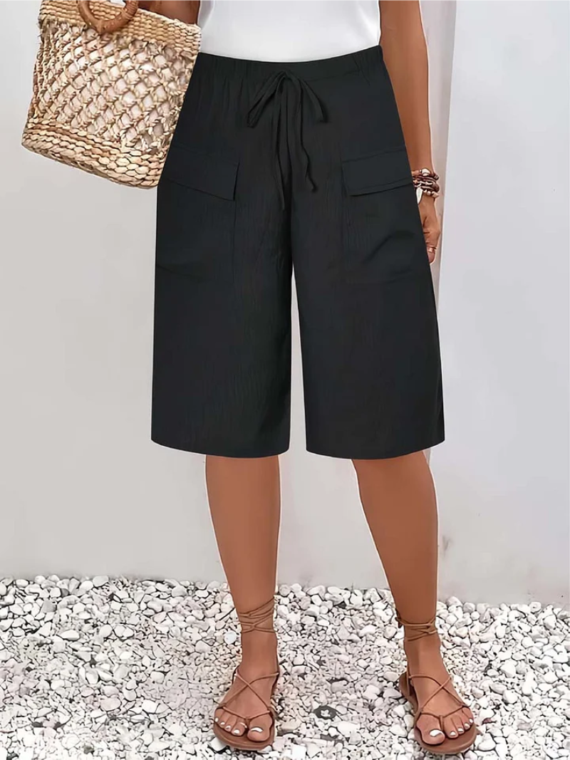 Aomira - Women's High Waisted Shorts with Pockets