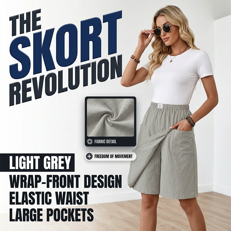 Mirevyn - Women's casual dress elastic waist asymmetrical skirt shorts
