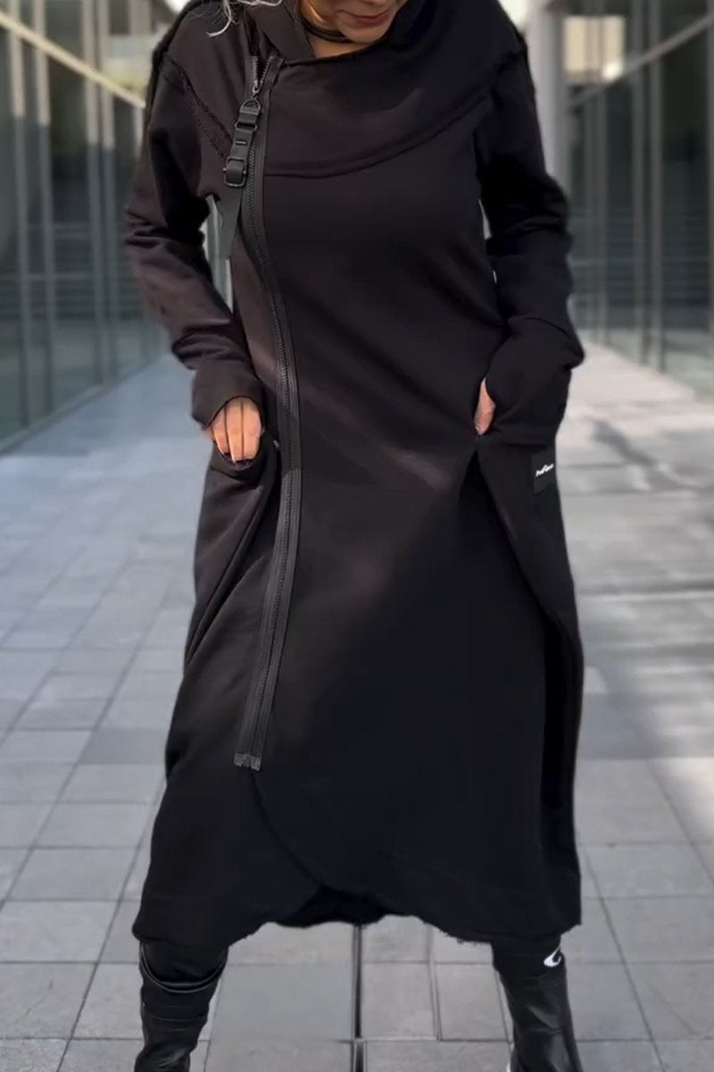 Sylvaya- Women's Hooded Sweater Dress with Long Sleeves