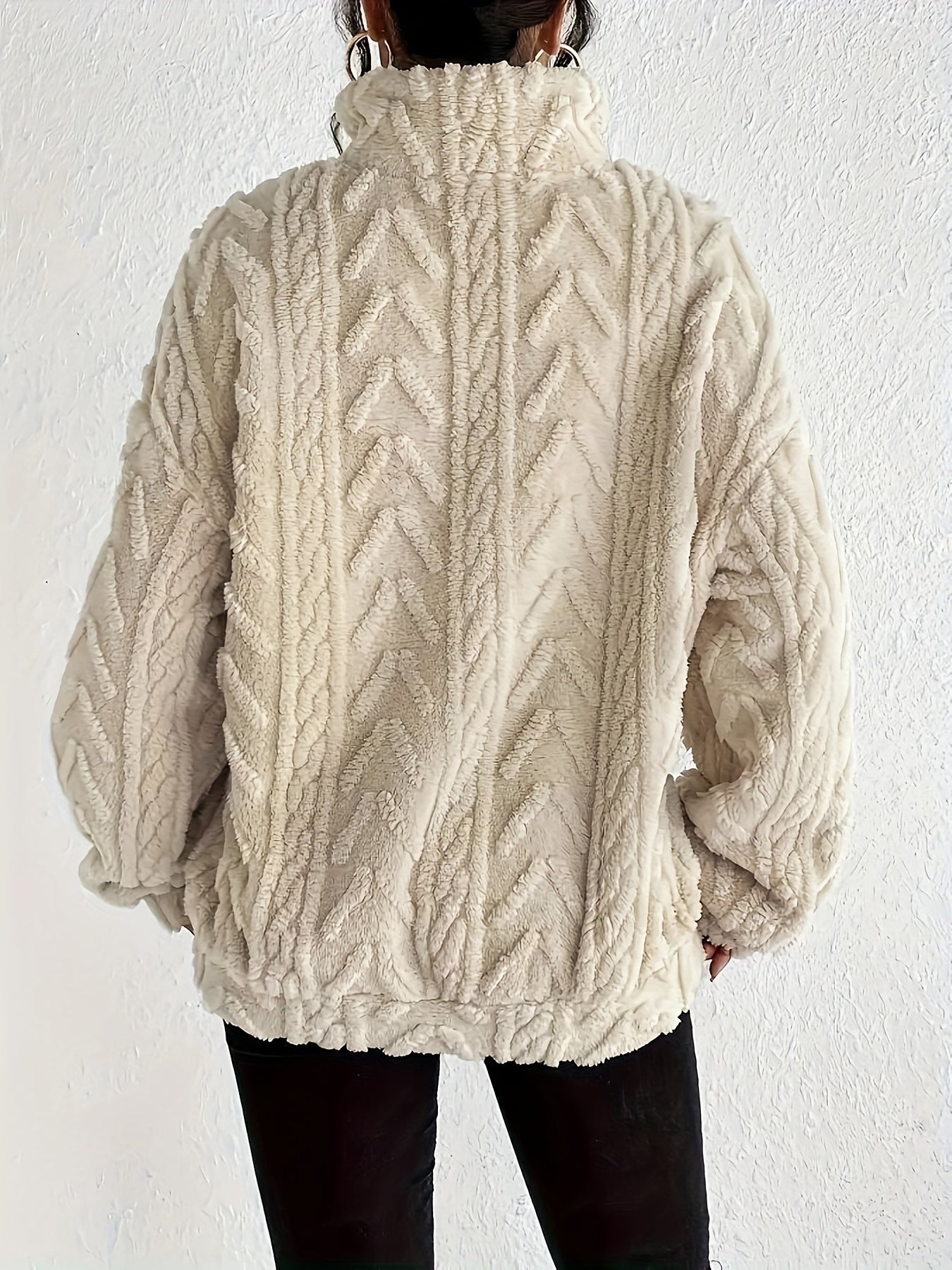 Claudette - Luxe Cable Knit Fleece Sweatshirt