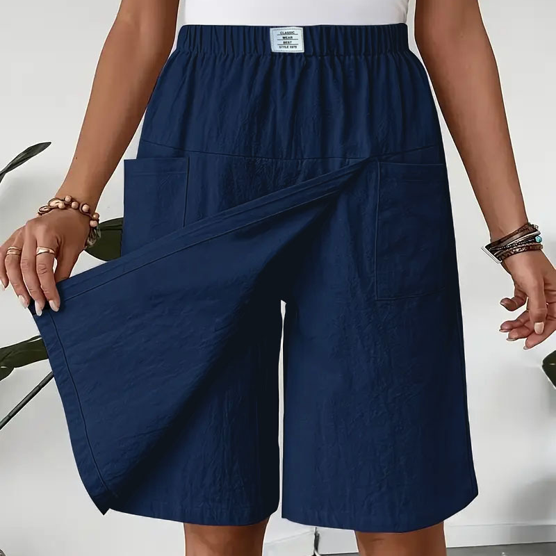Mirevyn - Women's casual dress elastic waist asymmetrical skirt shorts