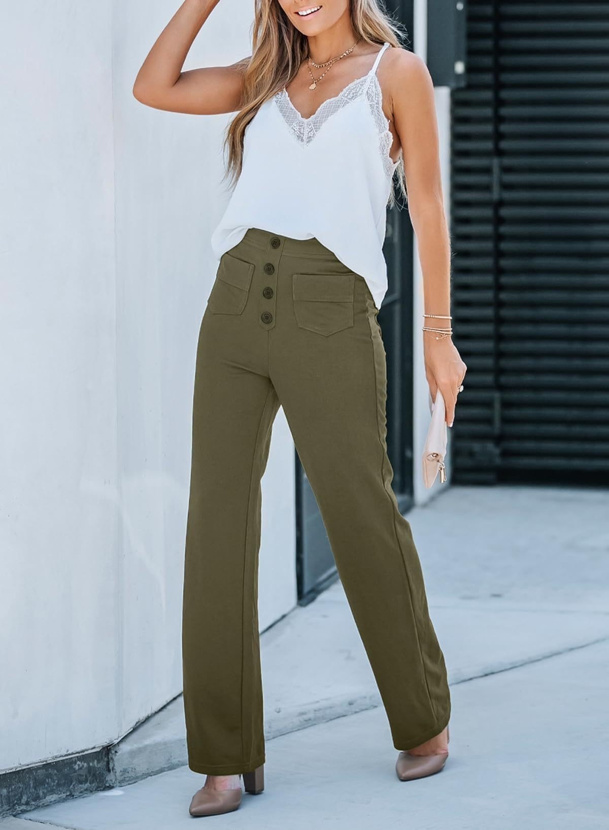 Nara - High Elasticity - High Waist Straight Leg Casual Pants