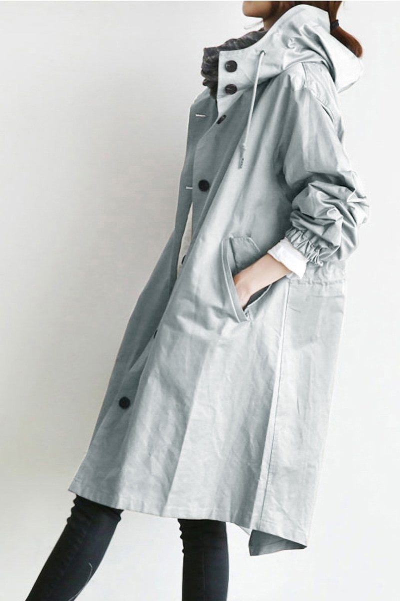 Henriette - Elegant women's long cardigan with collar and pockets