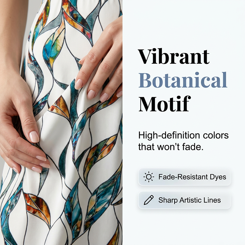 Bryselle - Two-piece women's set with knotted top and fluid printed trousers