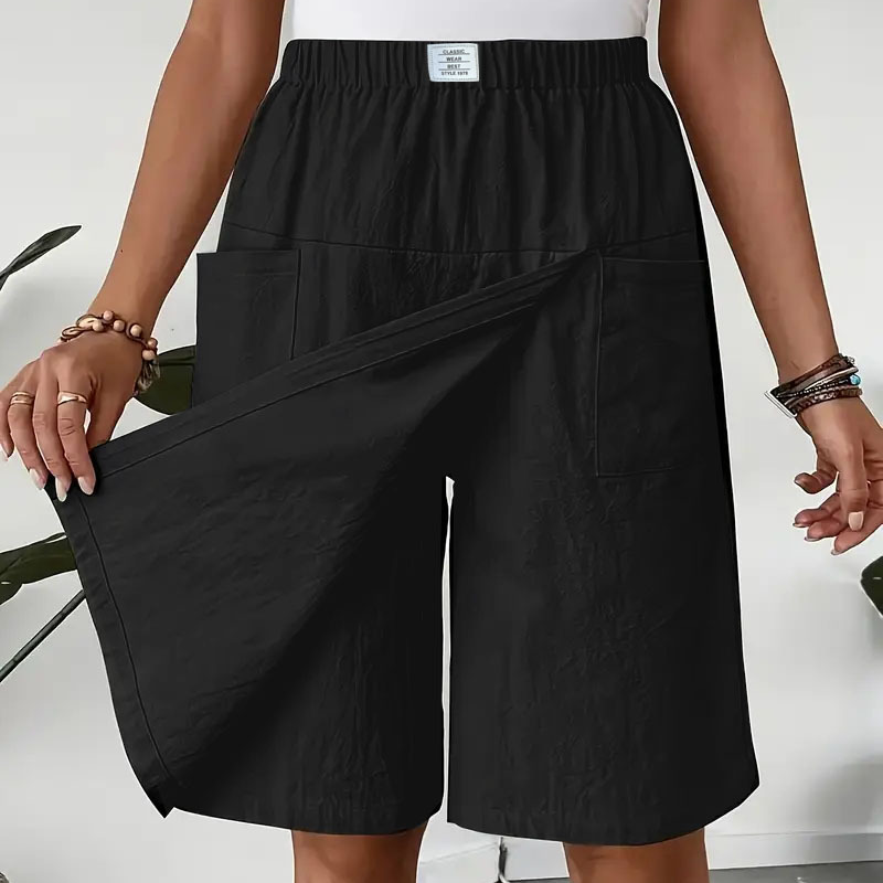 Mirevyn - Women's casual dress elastic waist asymmetrical skirt shorts