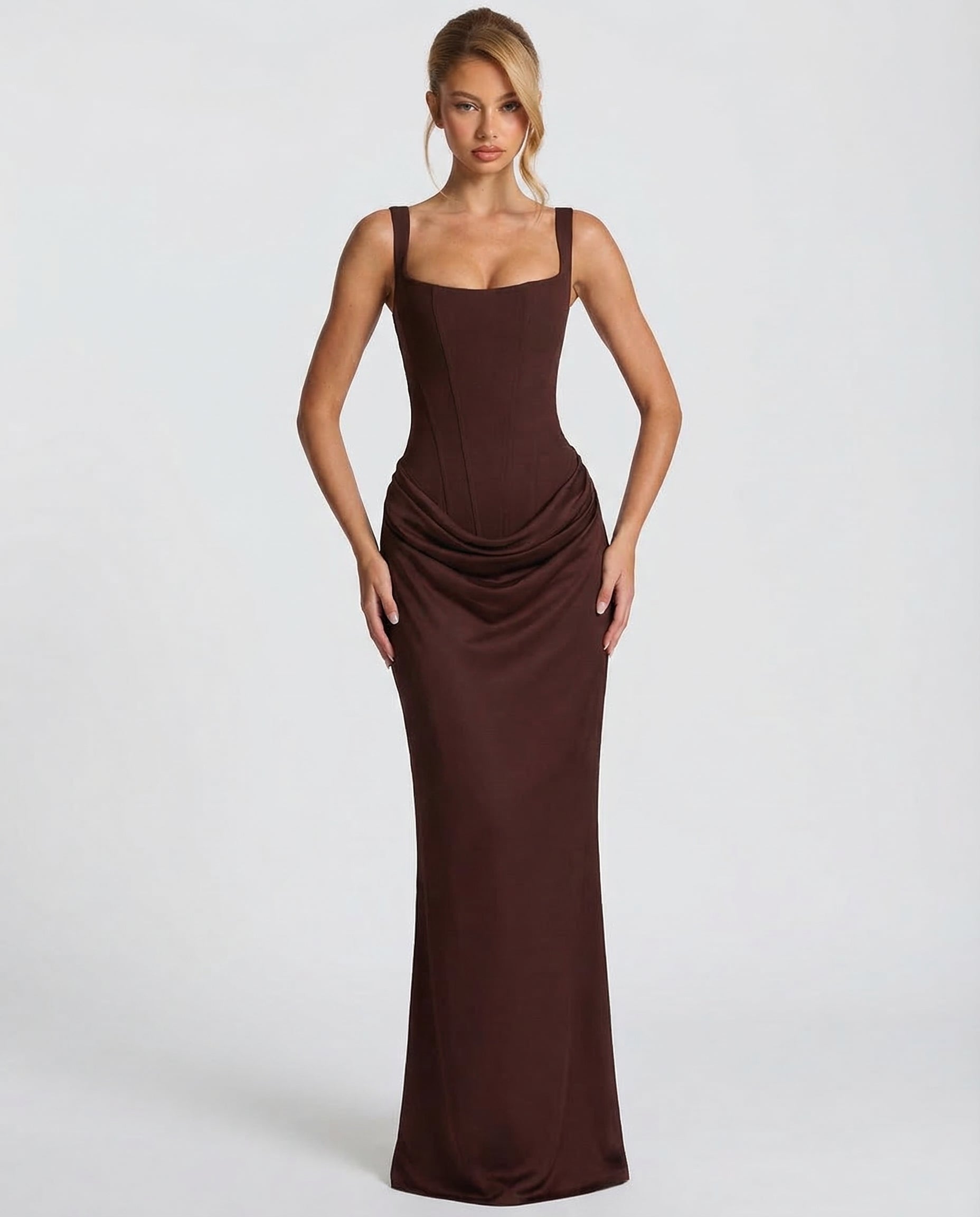 Elyndoria - Women's Elegant Satin Hourglass-Fit Maxi Dress