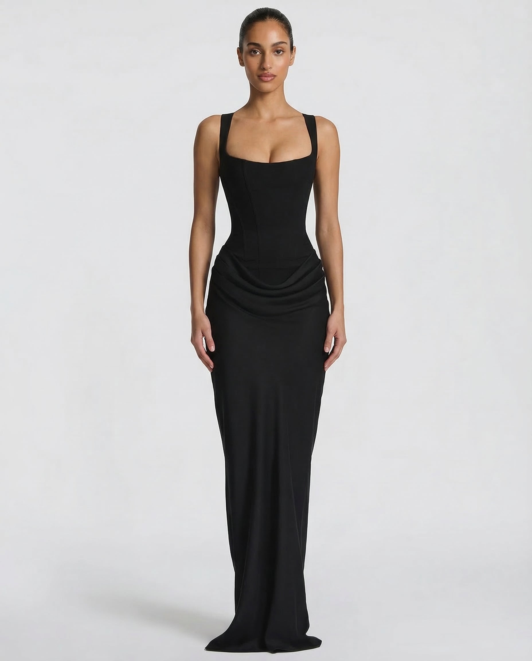 Elyndoria - Women's Elegant Satin Hourglass-Fit Maxi Dress